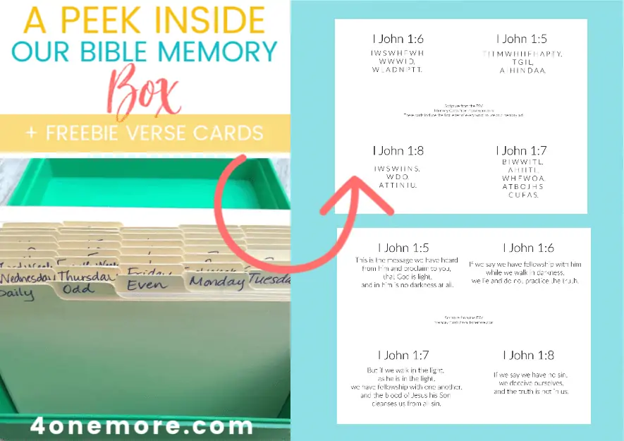 A Peek Inside Our Bible Memory Box + Freebie Verse Cards