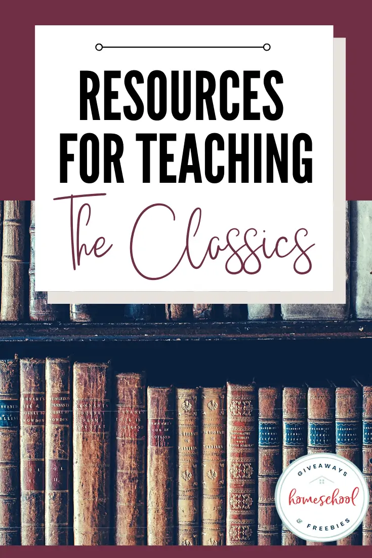 Resources for Teaching the Classics text with image of books on a bookshelf