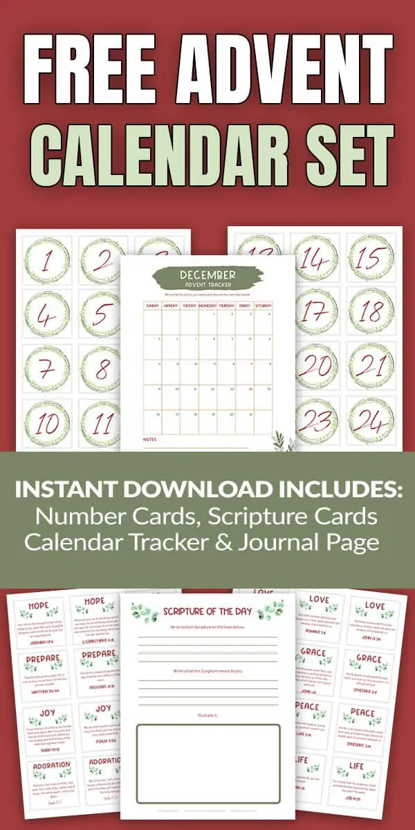 Instant Download of Number Cards, Scripture Cars, Calendar Tracker & Journal Page