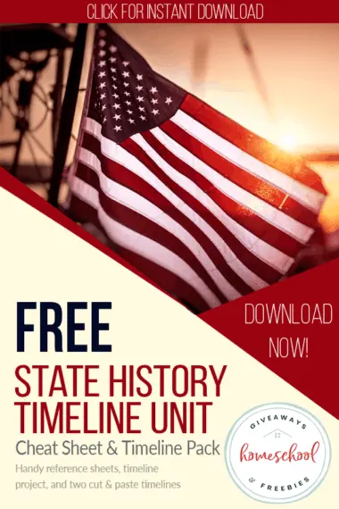 Free State History Timeline Unit text with image of an American flag
