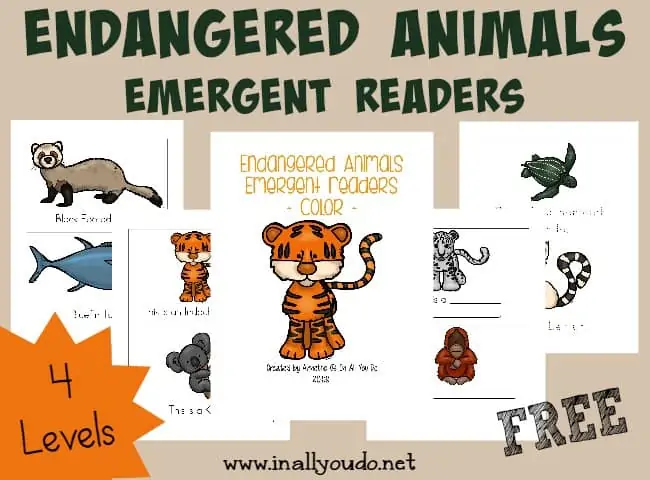 Endangered Animals Emergent Readers text with image examples of pages