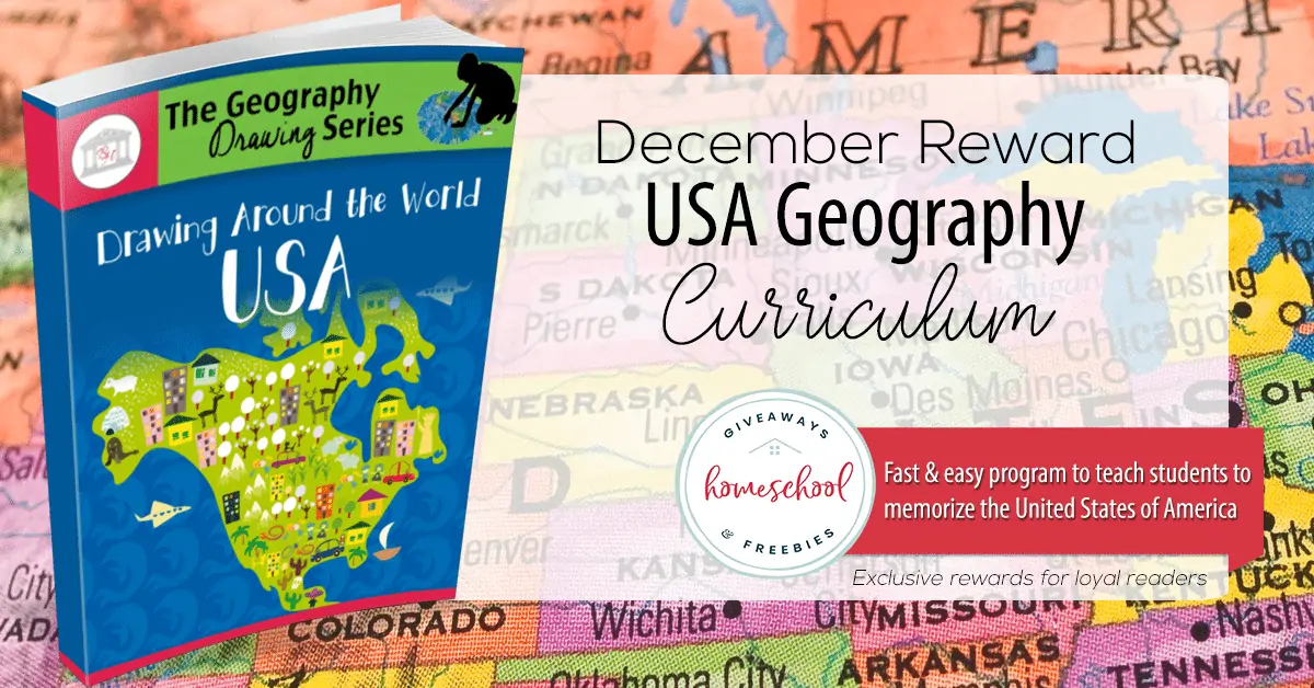 December Reward USA Geography Curriculum text with image of workbook cover