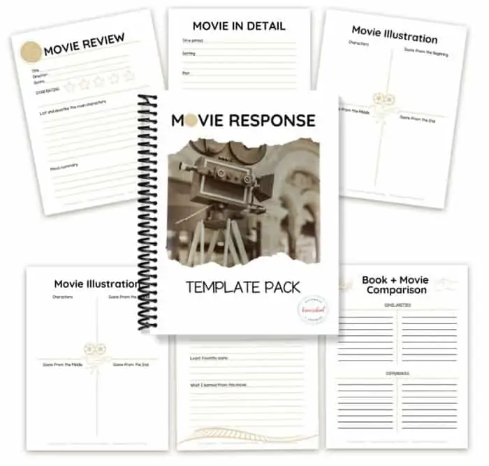 Movie Response Template Pack printable worksheets