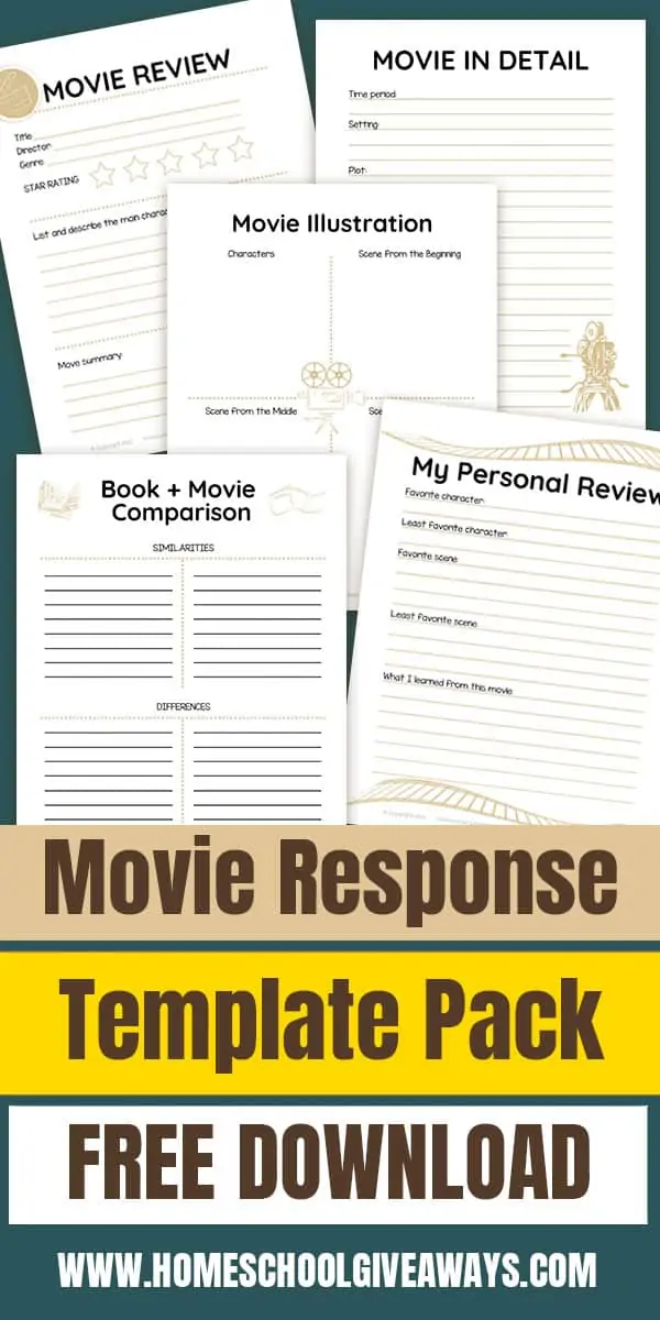 Movie Response Template Pack printable worksheets