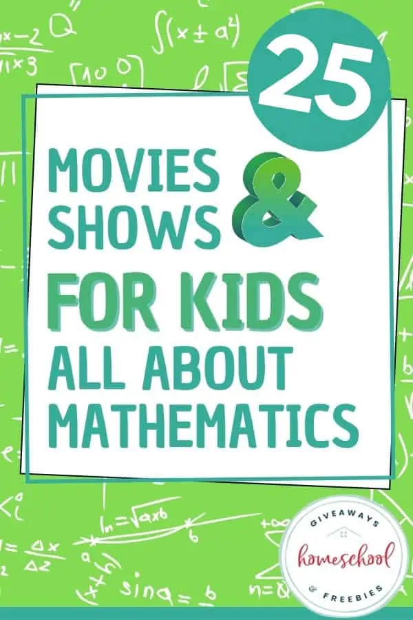 math background with text overlay 25 movies and shows for kids about mathematics