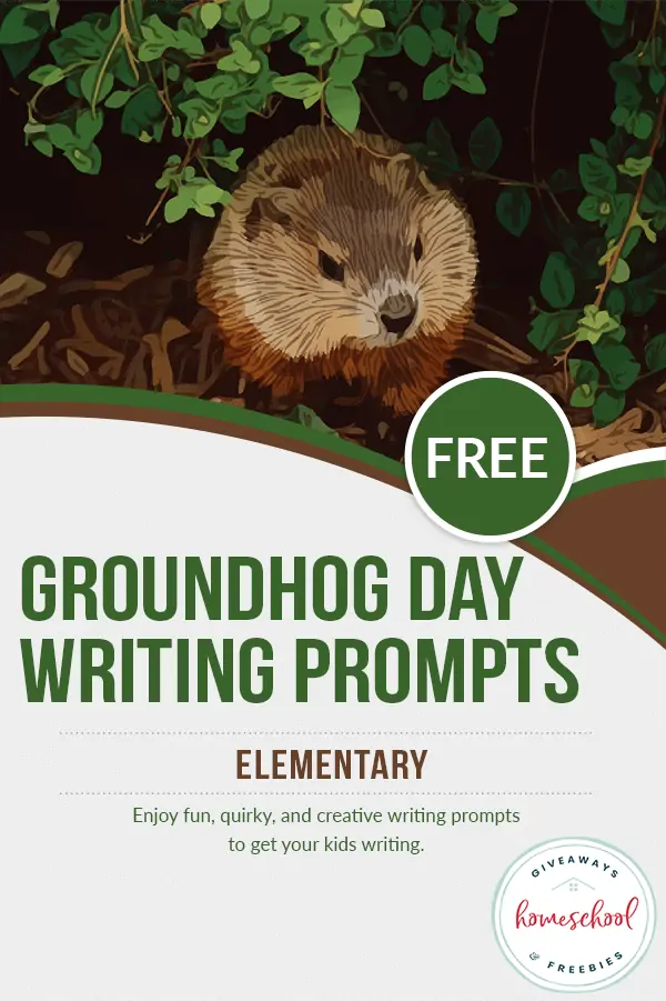 Groundhog Day Writing Prompts text with image of a groundhog animal