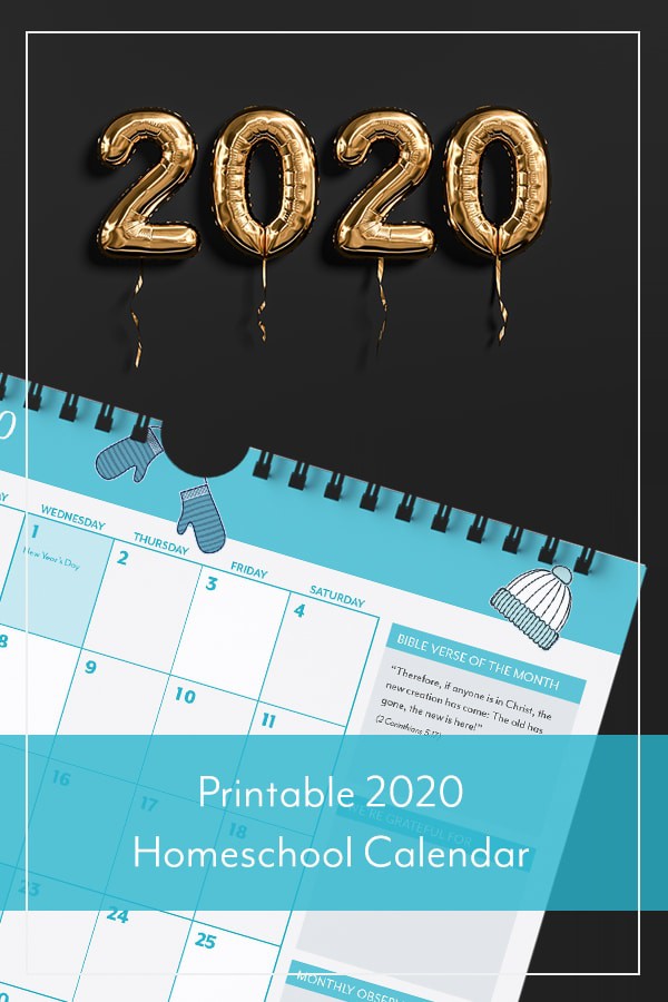 Printable 2020 Homeschool Calendar