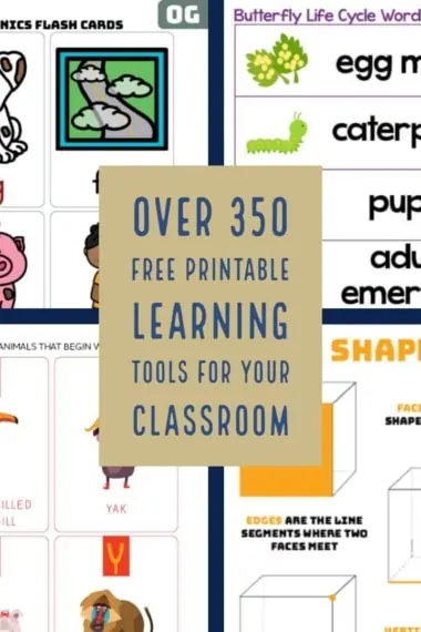 Over 350 Free Printable Learning Tools for Your Classroom