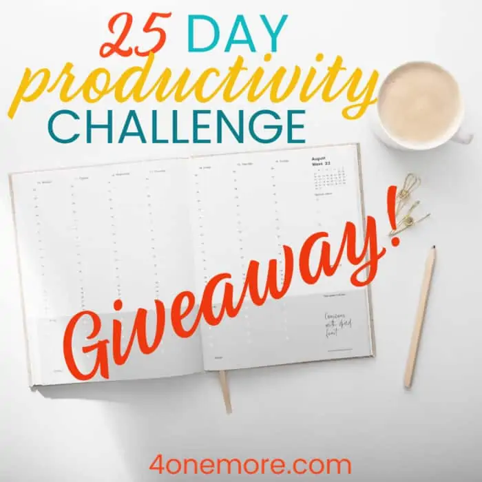 Learn how to be more productive this year with actionable steps each day! Join the 25 Day Productivity Challenge and enter the giveaway.