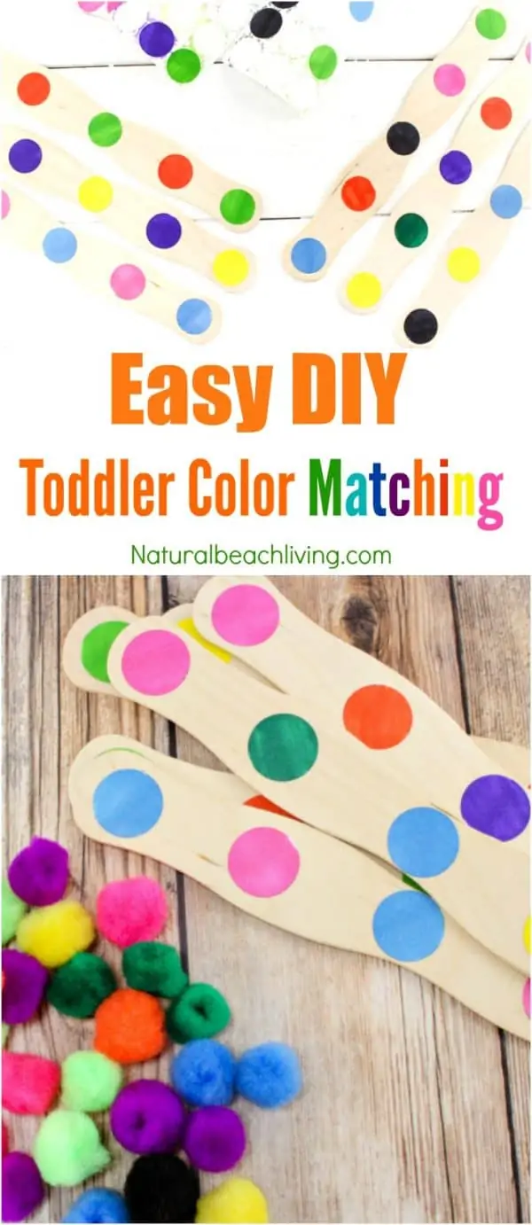 Easy DIY Toddler Color Matching popsicle sticks