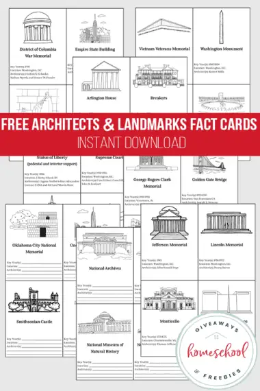 architects and landmarks fact cards download