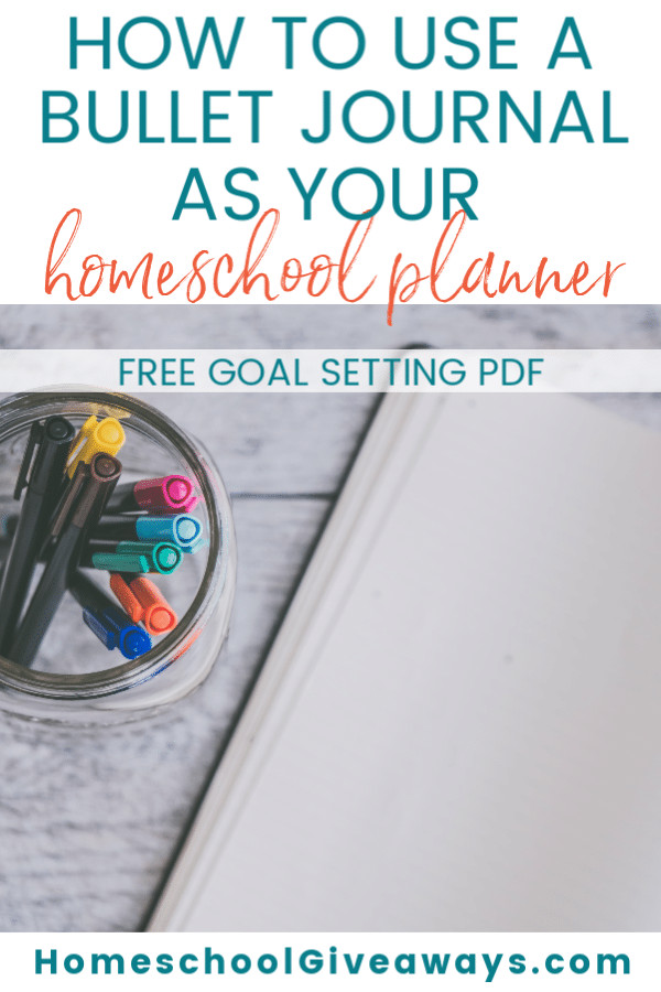 blank journal with pens image with text overlay. How to Use a Bullet Journal as Your Homeschool Planner