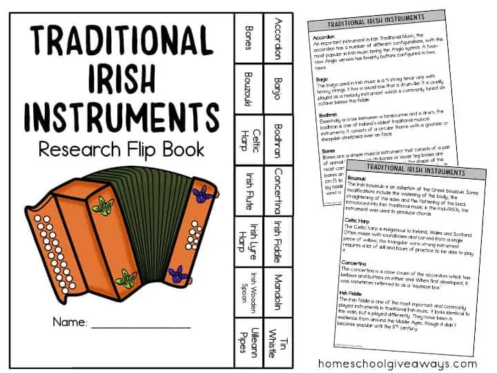 Irish Instruments Flip Book