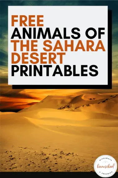 Free Animals of the Sahara Desert Printables text with background image of a desert