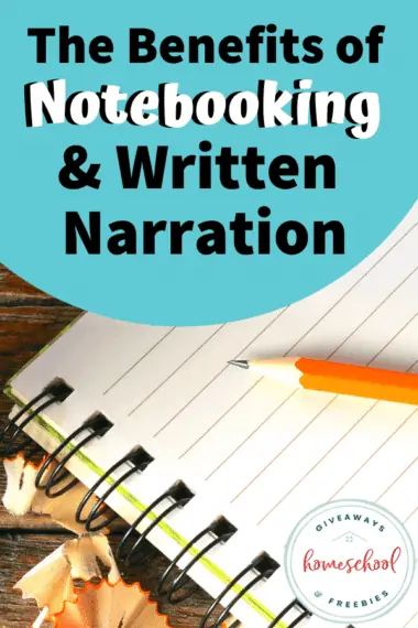 Notebooking & Written Narration text with image of a notebook and pencil