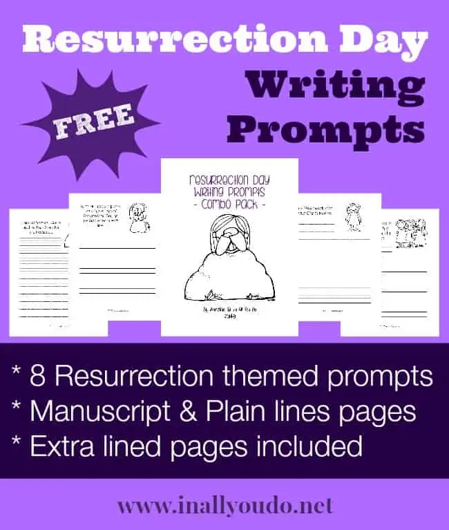 Resurrection Day Writing Prompts text with image examples of pages
