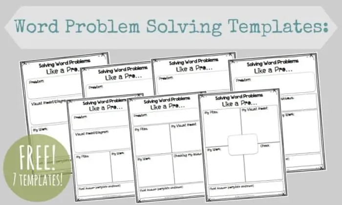 Word Problem Solving Template text with image examples of pages
