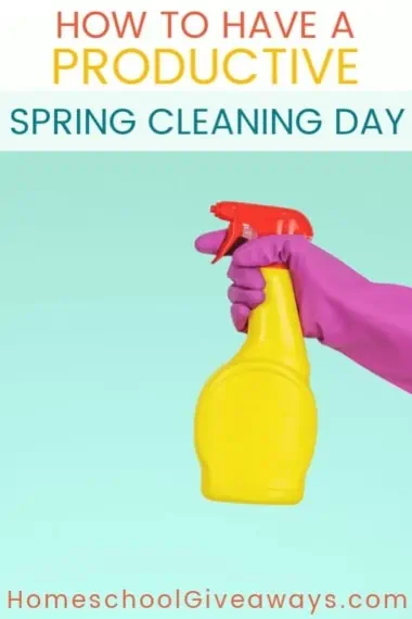 rubber Glove holding cleaning spray