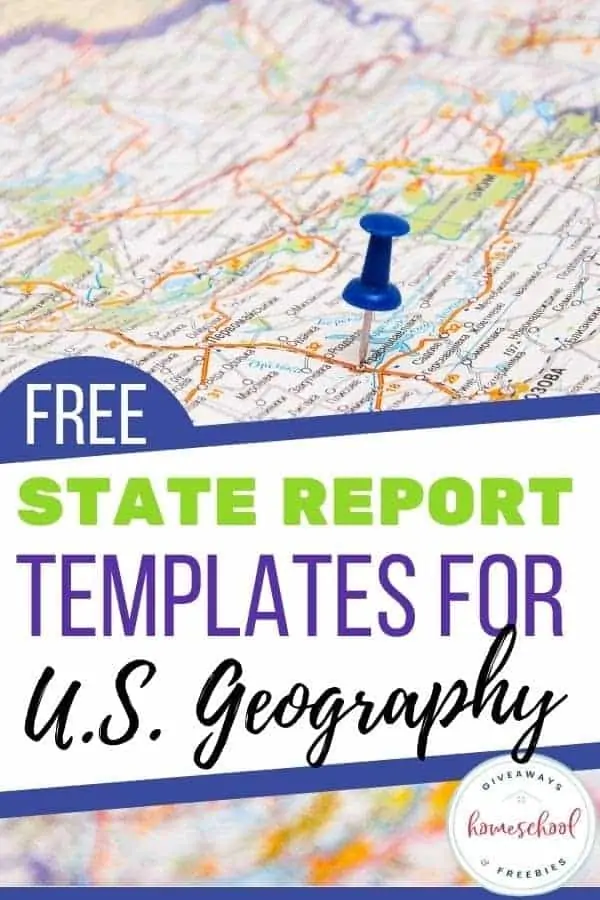 a picture of a map and text Free State Report Templates For U.S. Geography