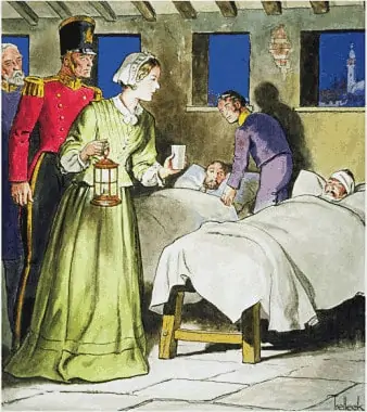 illustrated image of sick people in a hospital from a long time ago