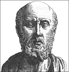 black and white sketch image of Hippocrates