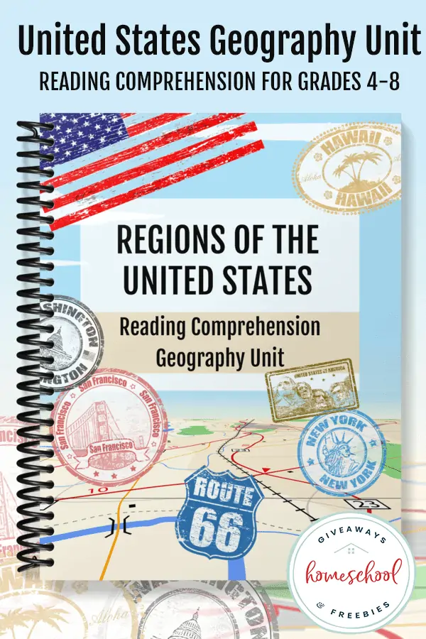 Regions of the United States Reading Comprehension Geography Unit workbook cover