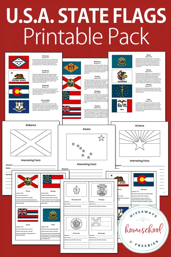 U.S.A. state flags printables