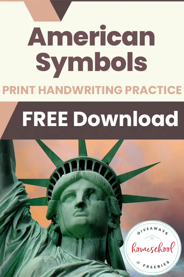 American Symbols Print Handwriting Practice Free Download text with image of the Statue of Liberty