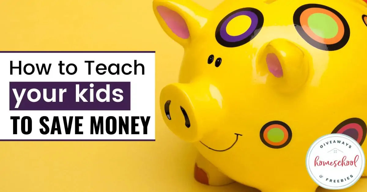 How to Teach Your Kids to Save Money text with image of yellow piggy band with polka dots