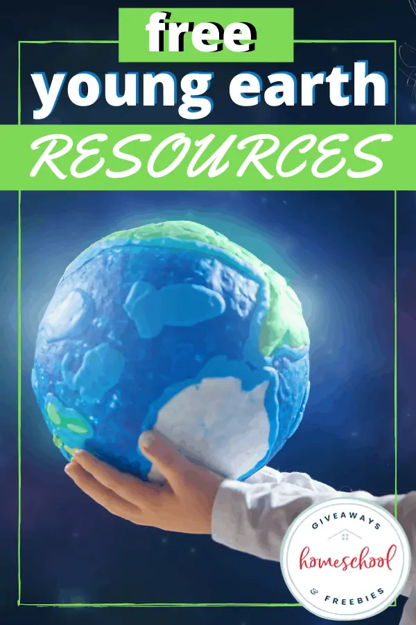 Free Young Earth Resources text with image of hands holding a paper craft earth