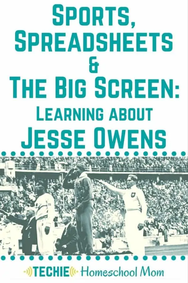 Sports, Spreadsheets, & The Big Screen: Learning About Jesse Owens text with black and white image of a large group of people