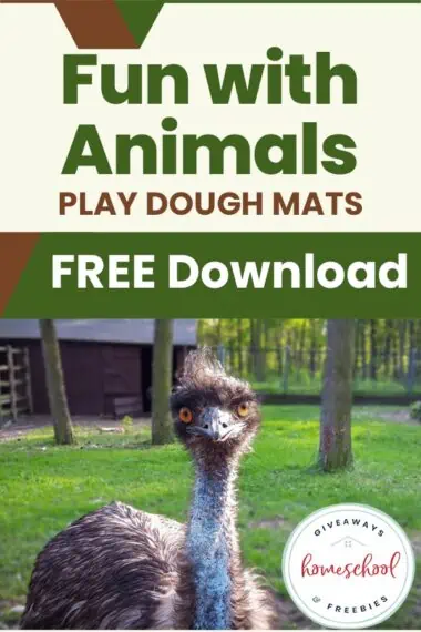 Fun with Animals Play Dough Mats Free Download text with image of an ostrich