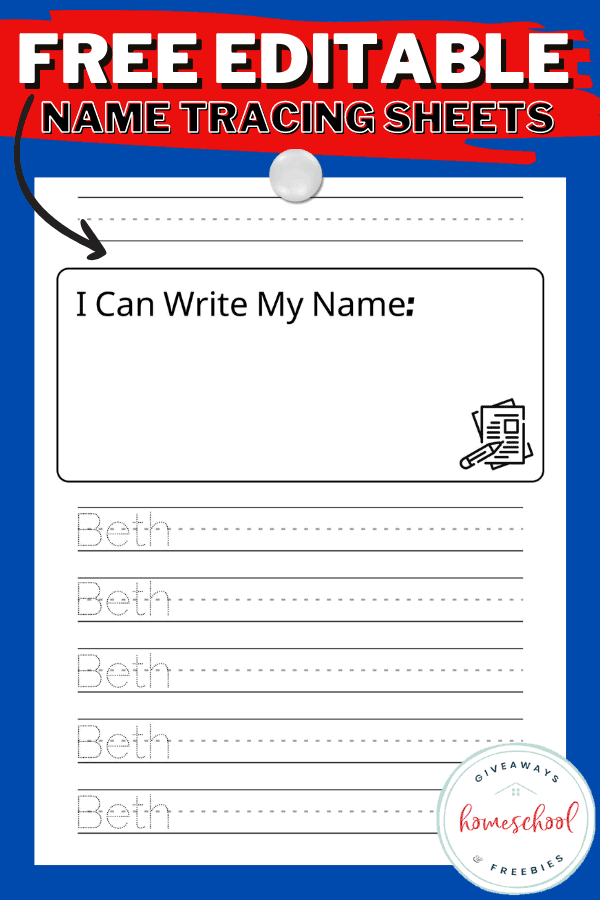 Free Editable Name Tracing Sheets for Beginning Writers