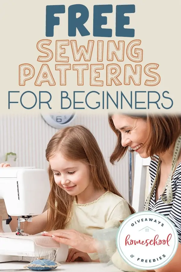 mom and daughter at sewing machine with overlay - FREE Sewing Patterns for Beginners