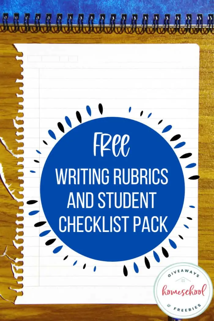 Free Writing Rubrics and Student Checklist Pack text with background image of a piece of paper