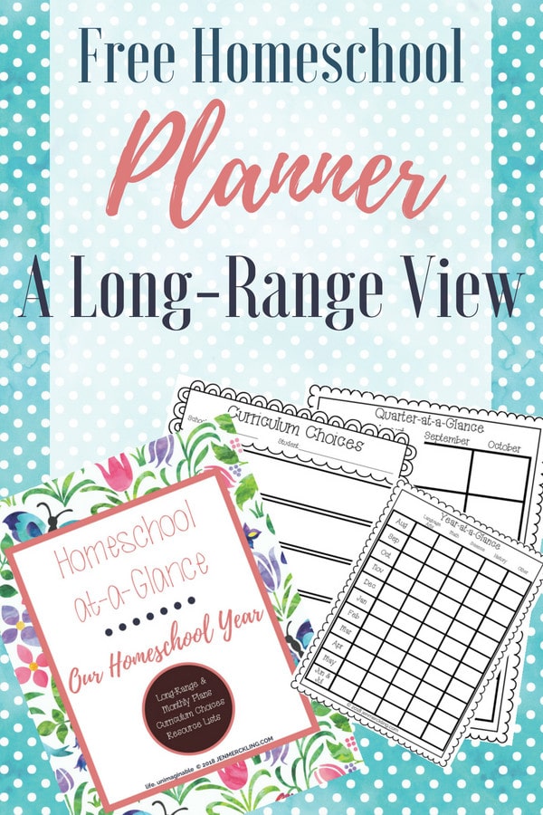 sample pages of homeschool planner a long-range view
