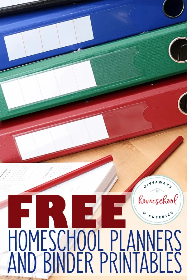 desk with calendar and binders overlay - FREE Homeschool Planners and Binder Printables