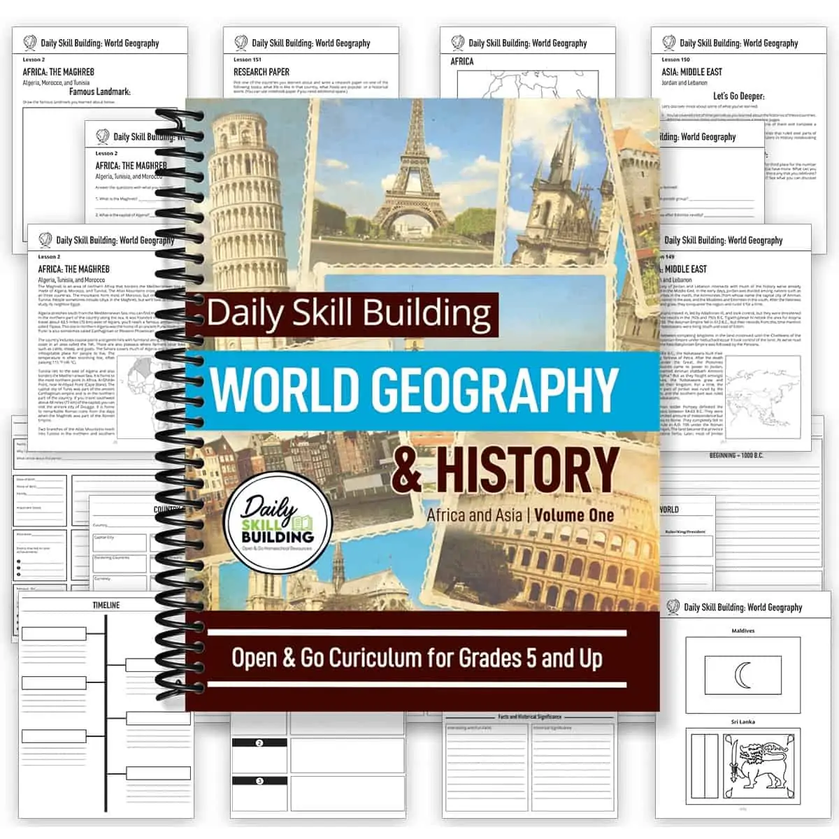 Daily Skills Building World Geography and History workbook and worksheets