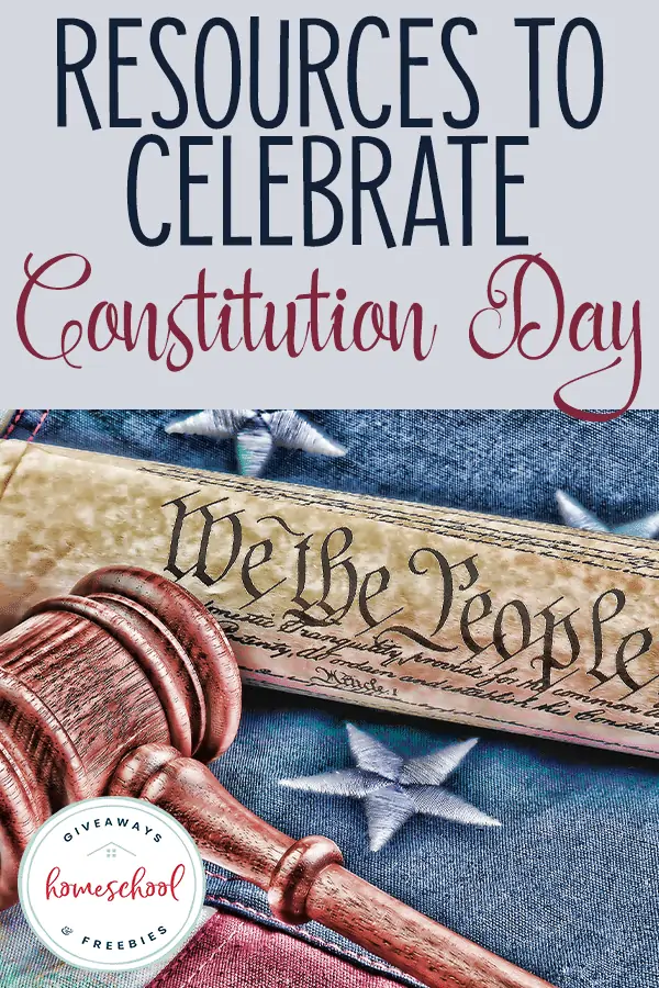 rolled up constitution with gavel on American Flag - overlay Resources to Celebrate Constitution Day