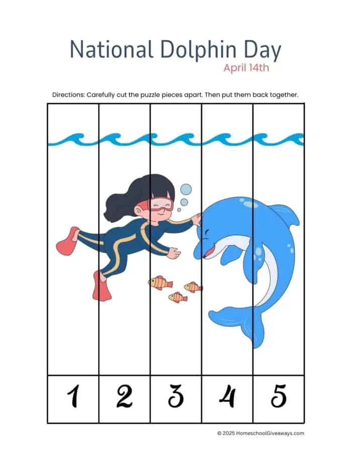 5 piece dolphin puzzle for National Dolphin Day