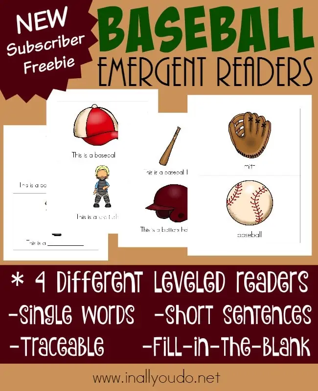 sample pages from Baseball Emergent Readers