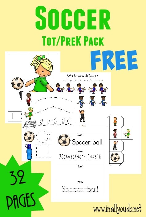 sample pages from Soccer themed Tot & PreK-K Pack