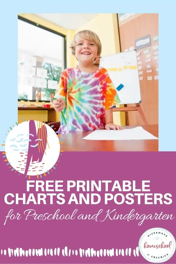 Free Printable Charts and Posters text with an image of a little boy wearing a tie-dye t-shirt