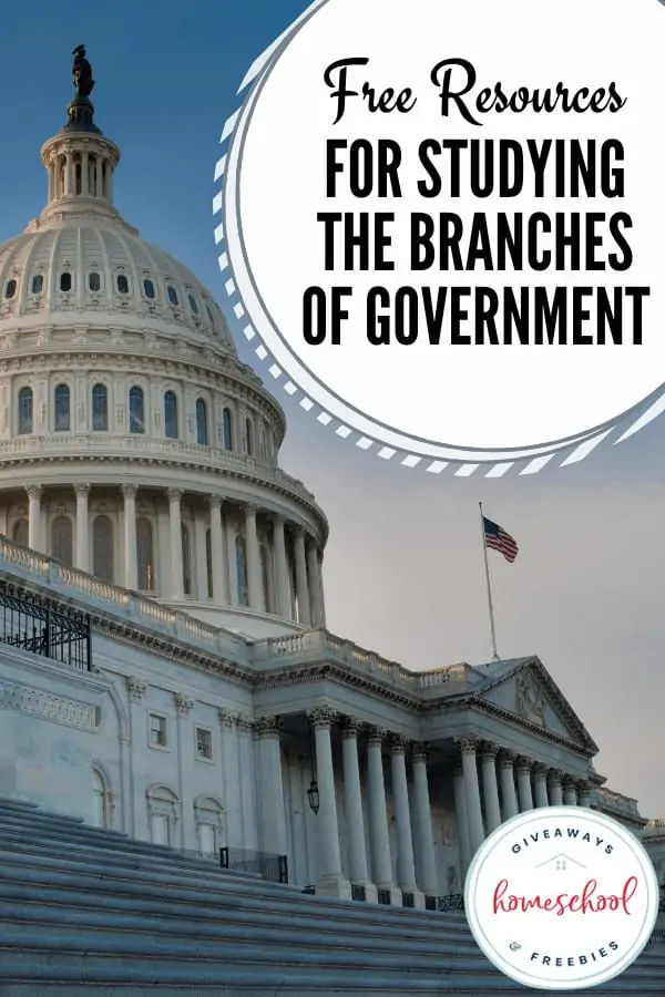 Free Resources for Studying the Branches of Government text with background image of a national monument 