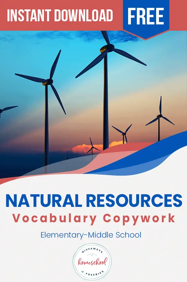 Natural Resources Vocabulary Copywork
