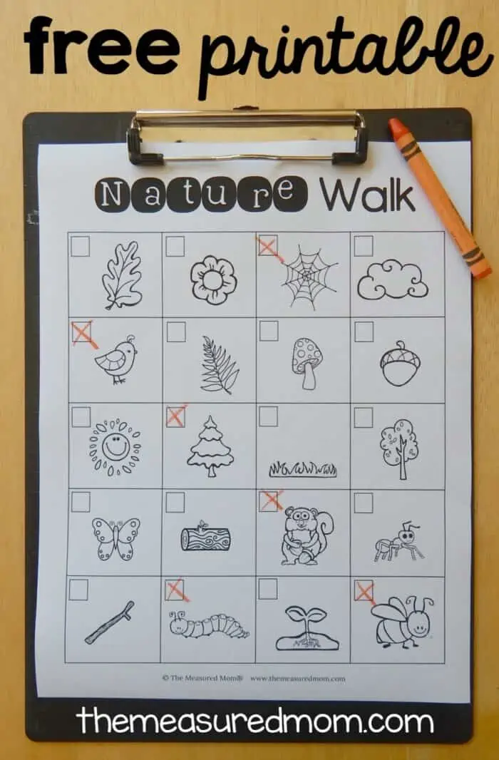 fall nature walk scavenger hunt