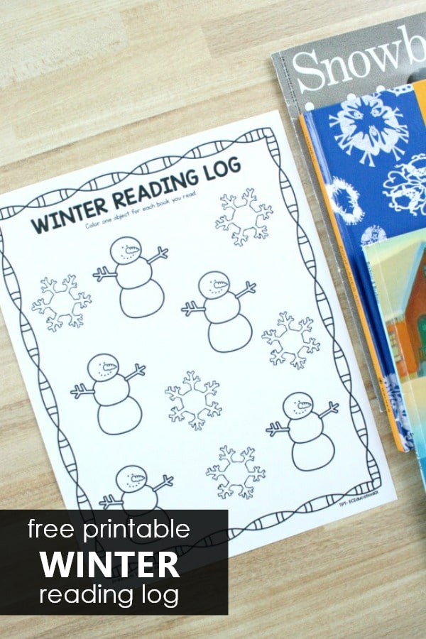 sample page of Free Printable Winter Reading Log