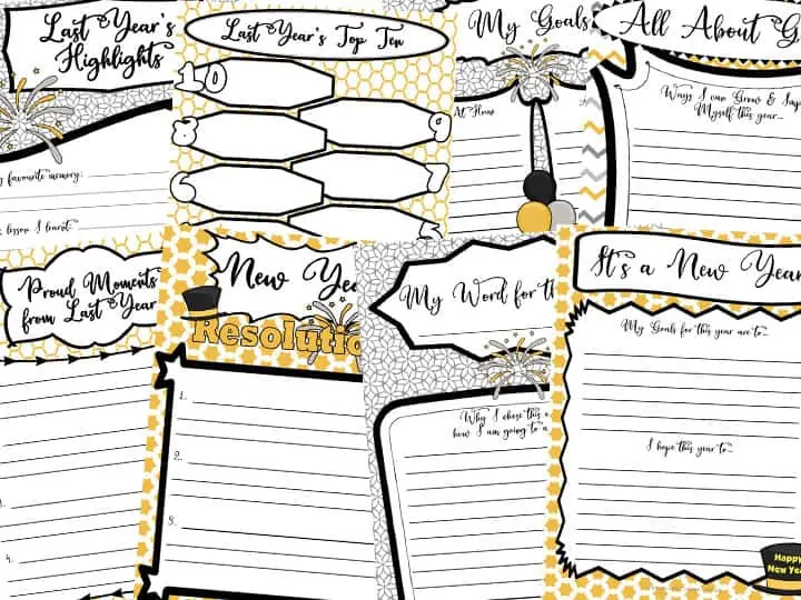 New Year Reflections and Resolutions Printables