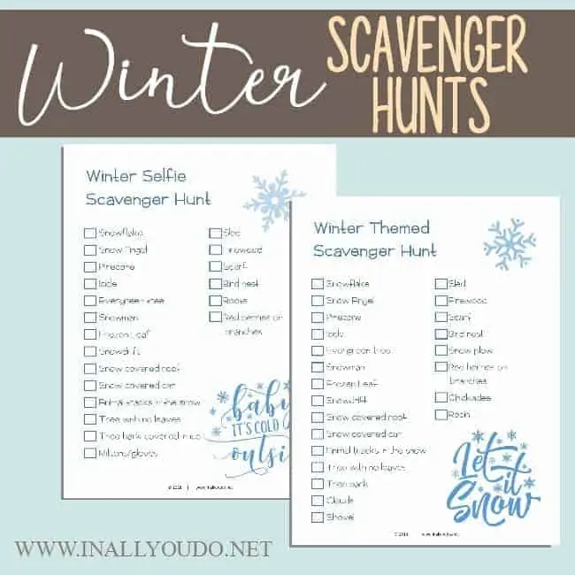 sample pages of Winter Scavenger Hunts