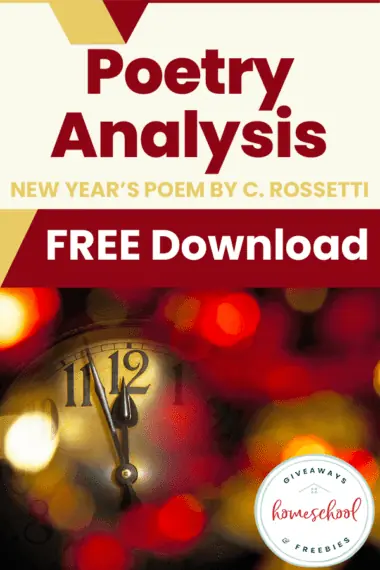 Poetry Analysis New Year's Poem by C. Rossetti Free Download text with an image of a clock